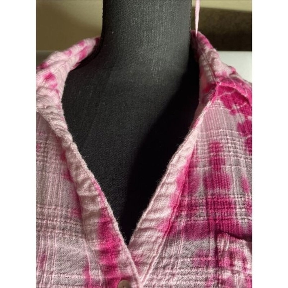 KHAKIS & CO WOMANS PXL Pink Tie Dyed button long sleeve Gauzy SHIRT - Picture 4 of 8